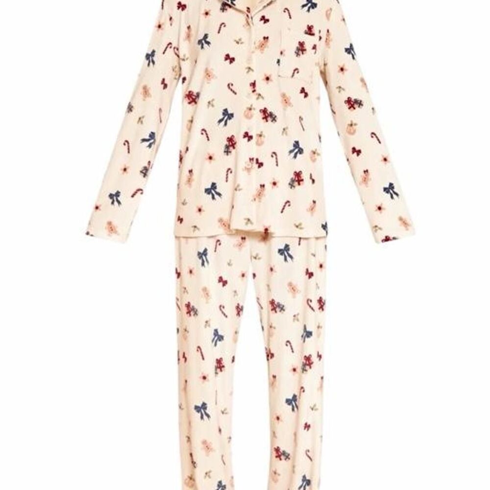Pretty Little Thing Gingerbread Print Soft Touch Piping Detail Pajama Set
